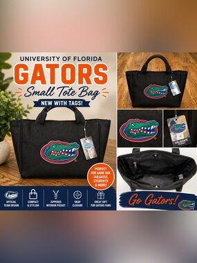 University of Florida Gators Black Mini Tote Bag with Croc Logo NWT